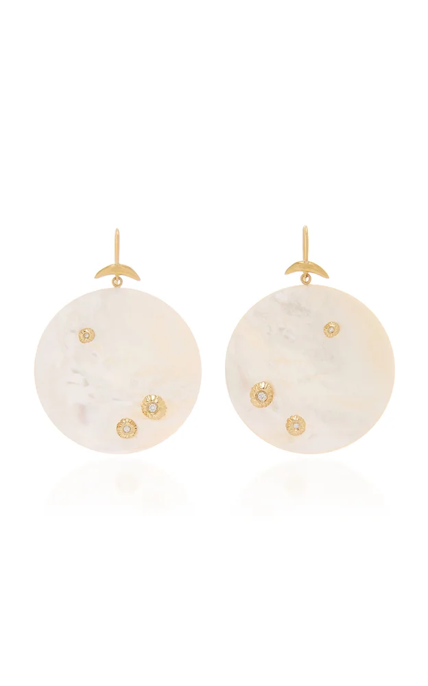 Large Luna Mother of Pearl and Diamond Earrings