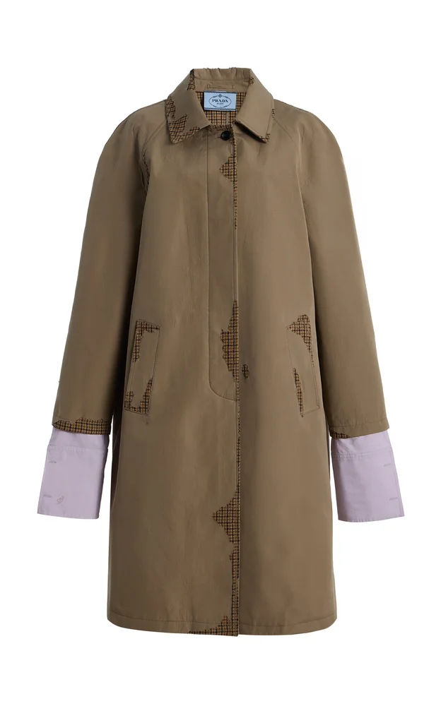 Cuff-Detailed Long Poplin Coat