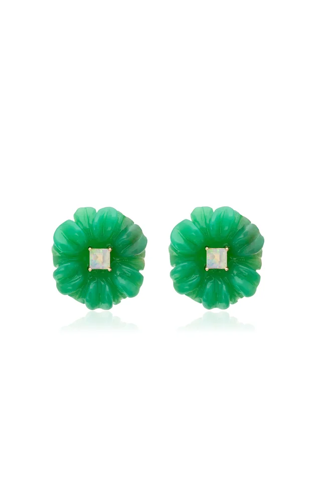Blossom Chrysoprase, Opal Earrings