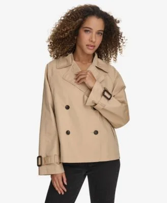 Women's Regular Short Double Breasted Trench Coat