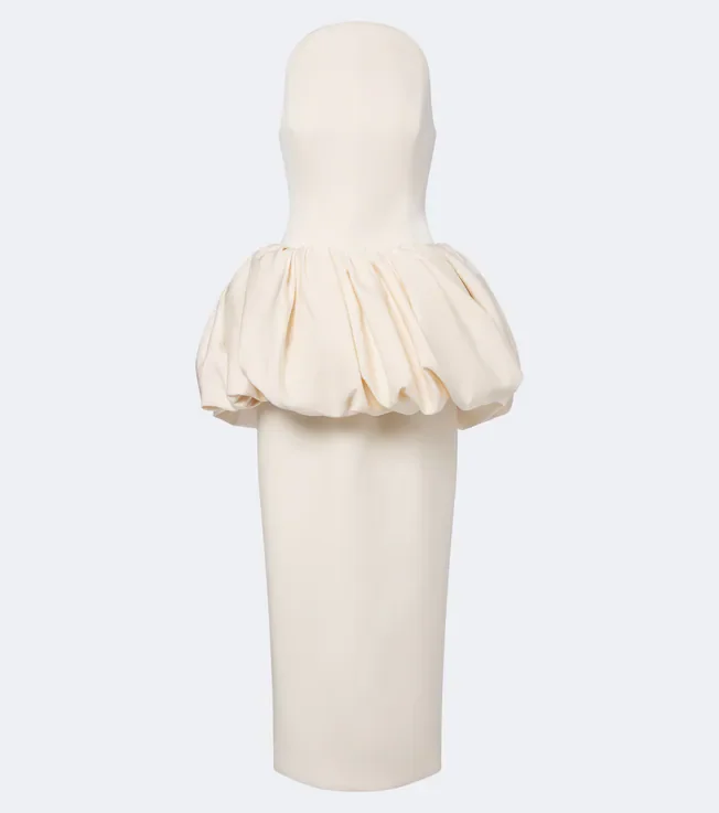 Draped peplum cotton and silk midi dress