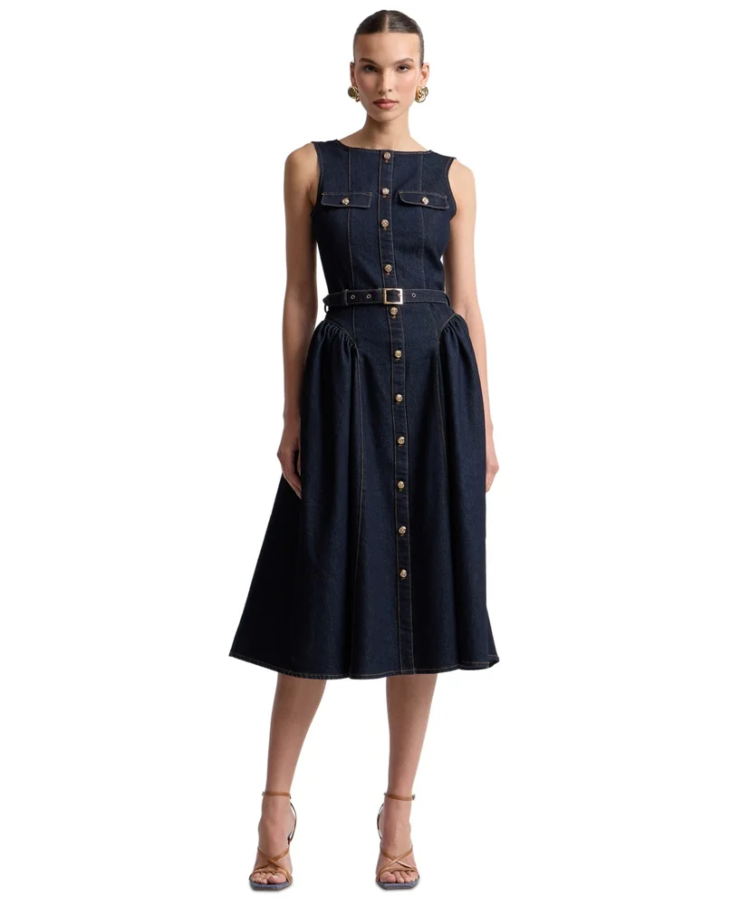Sleeveless Denim Midi Dress