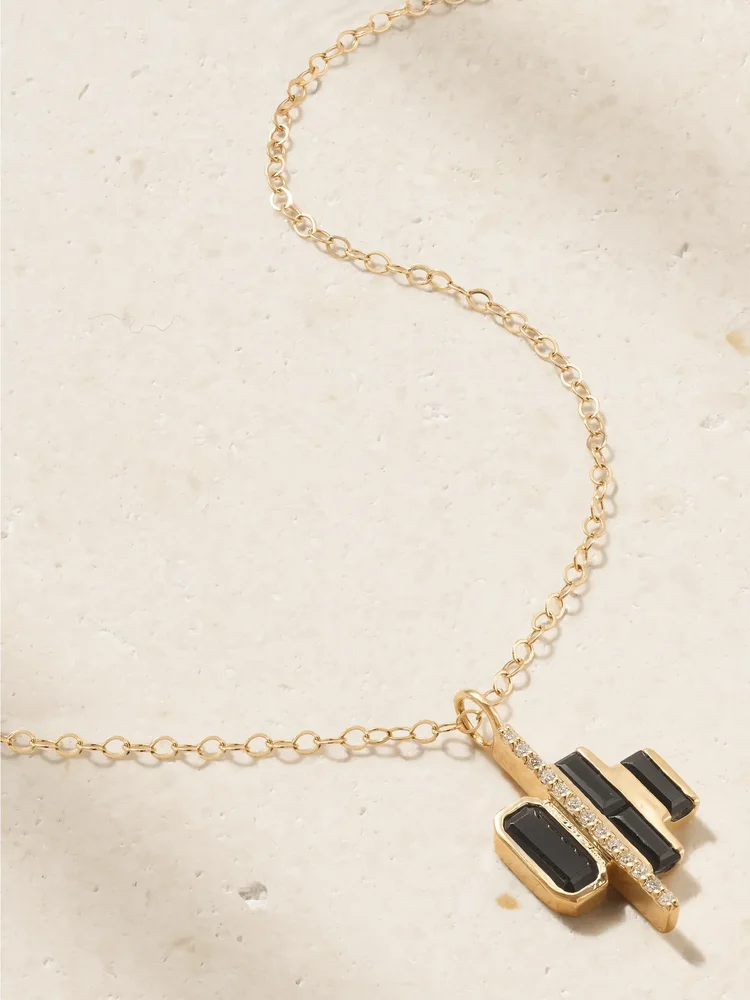 Cityscape Triple 14-karat recycled gold, spinel and diamond necklace