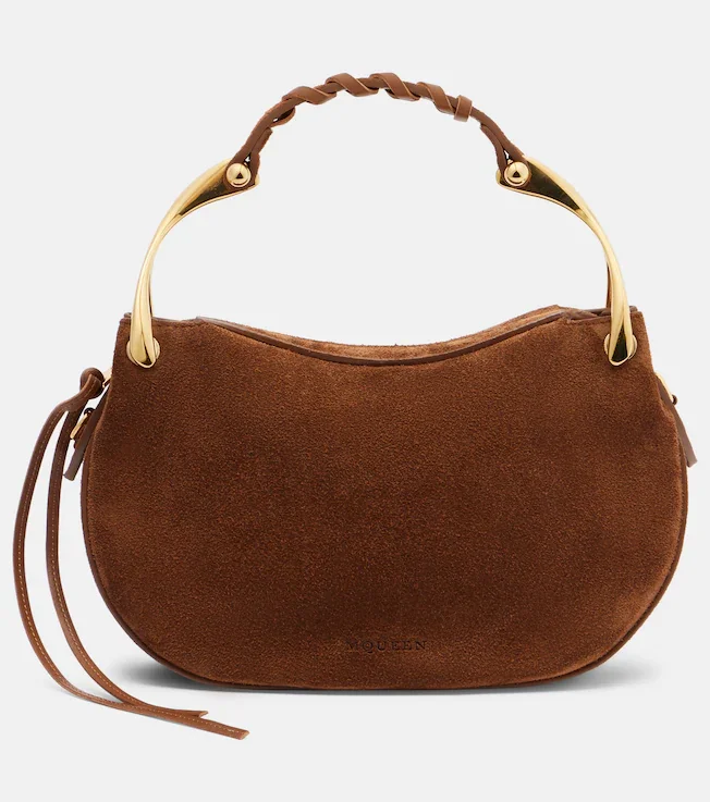 Wishbone Mini suede top-handle bag