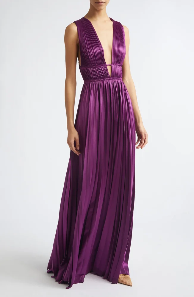 Lena Pleat Satin Gown