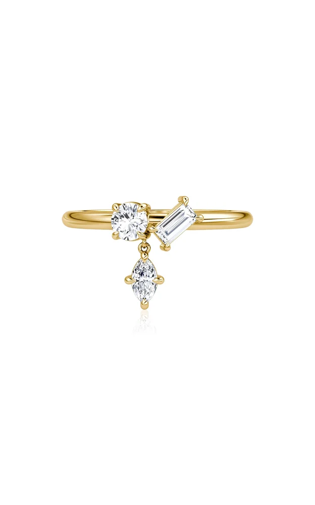 14K Yellow Gold Lab-Grown Diamond Falling Star Ring