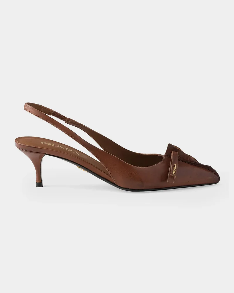 55mm Leather Slingback Pumps with Raw Edge