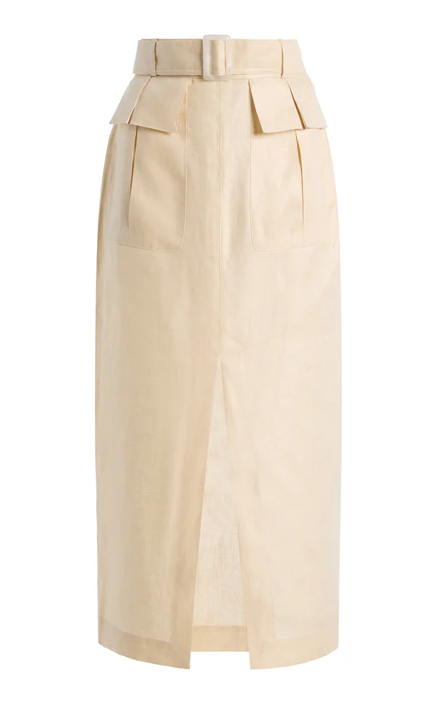 Linen Midi Cargo Skirt