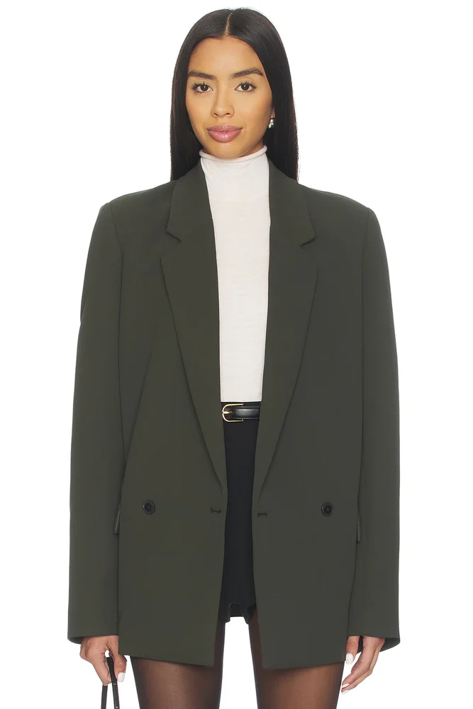 Alia Crepe Blazer in Hunter Green