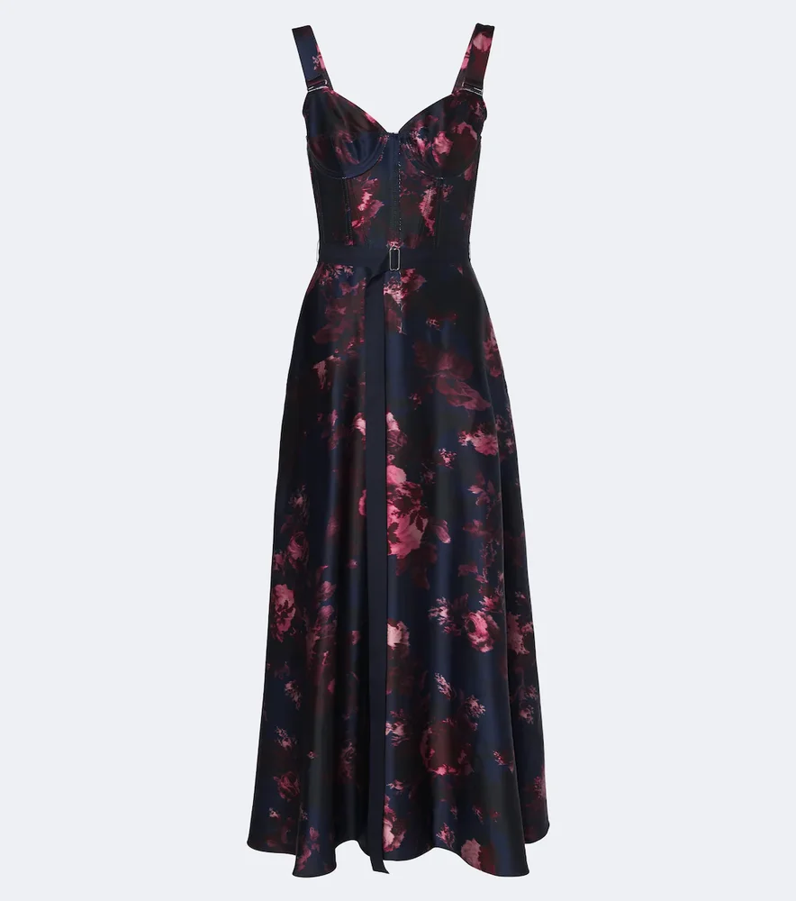 Belted floral bustier dress