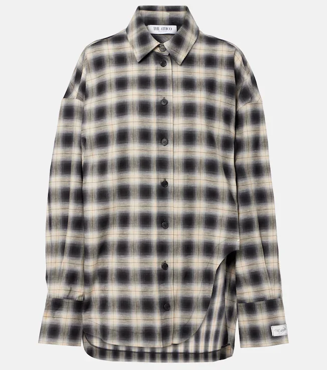 Checked asymmetric cotton shirt