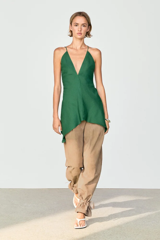 massimodutti.com Asymmetric spaghetti strap top