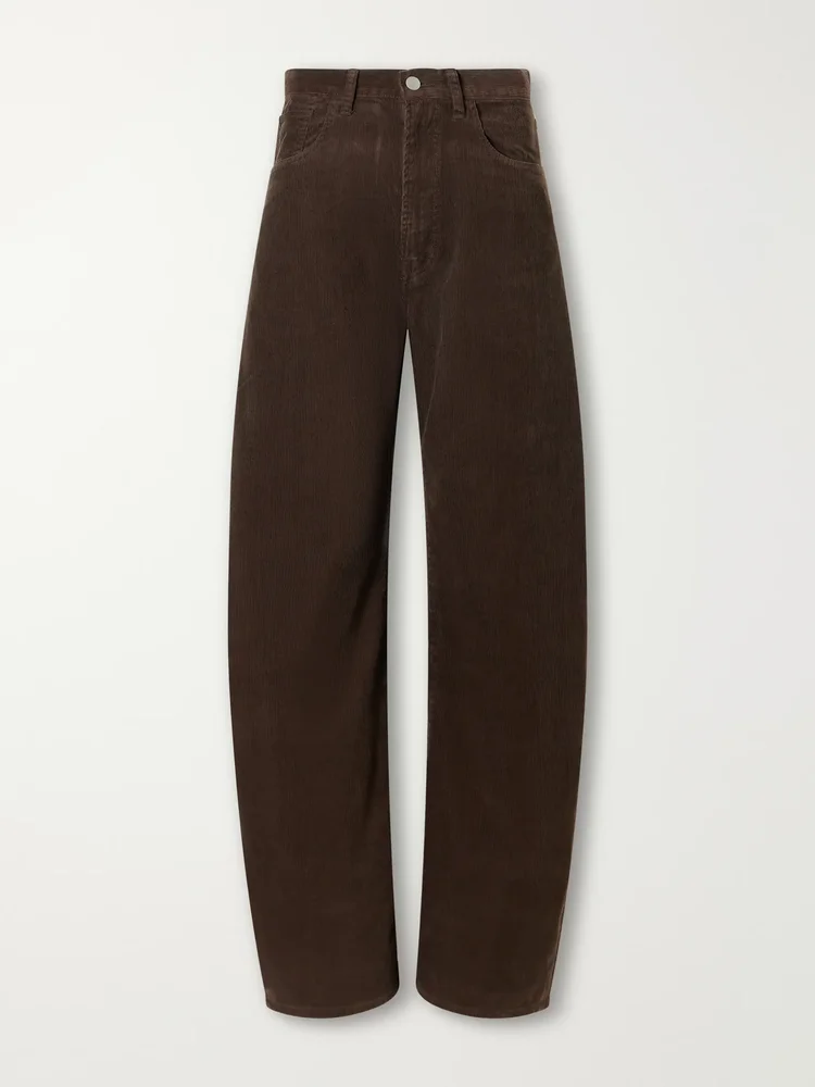 Cotton-corduroy wide-leg pants