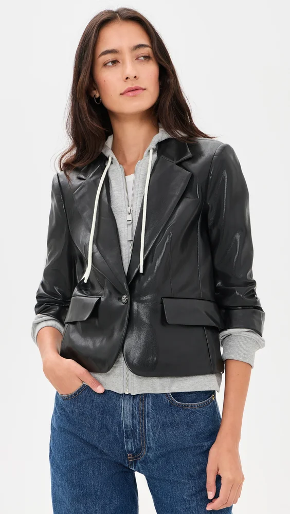 Faux Leather Zip Up Le Petit Khloe Blazer