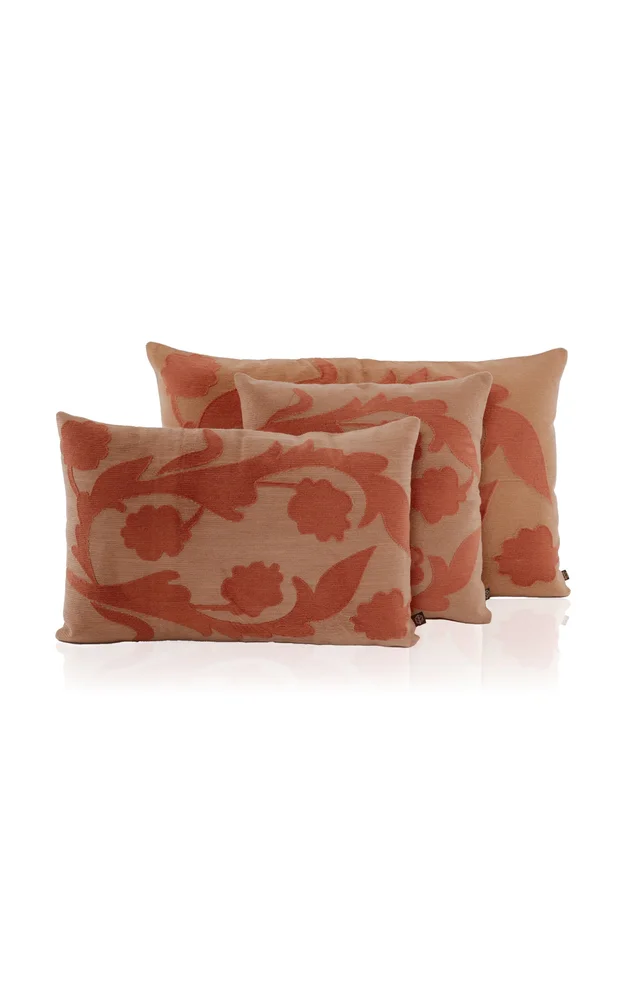 Moccacino Floral Embroidered Cotton Cushion
