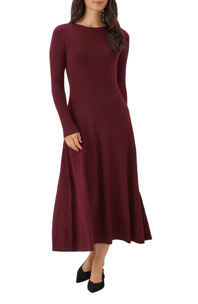 Seamless Rib Sweater Midi Dress