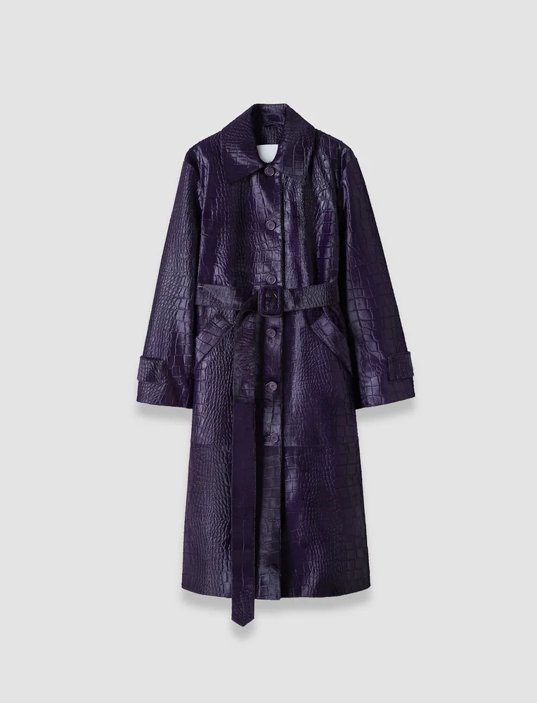 Auger Embossed Croc Calf Hair Coat