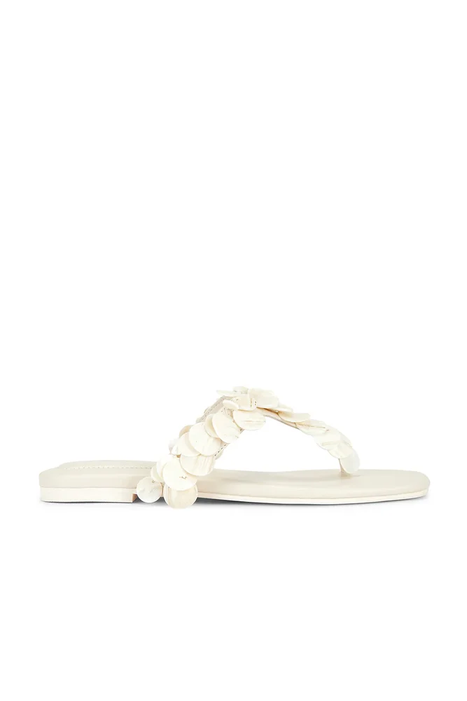 Elin Natural Shell Beaded Thong Sandal