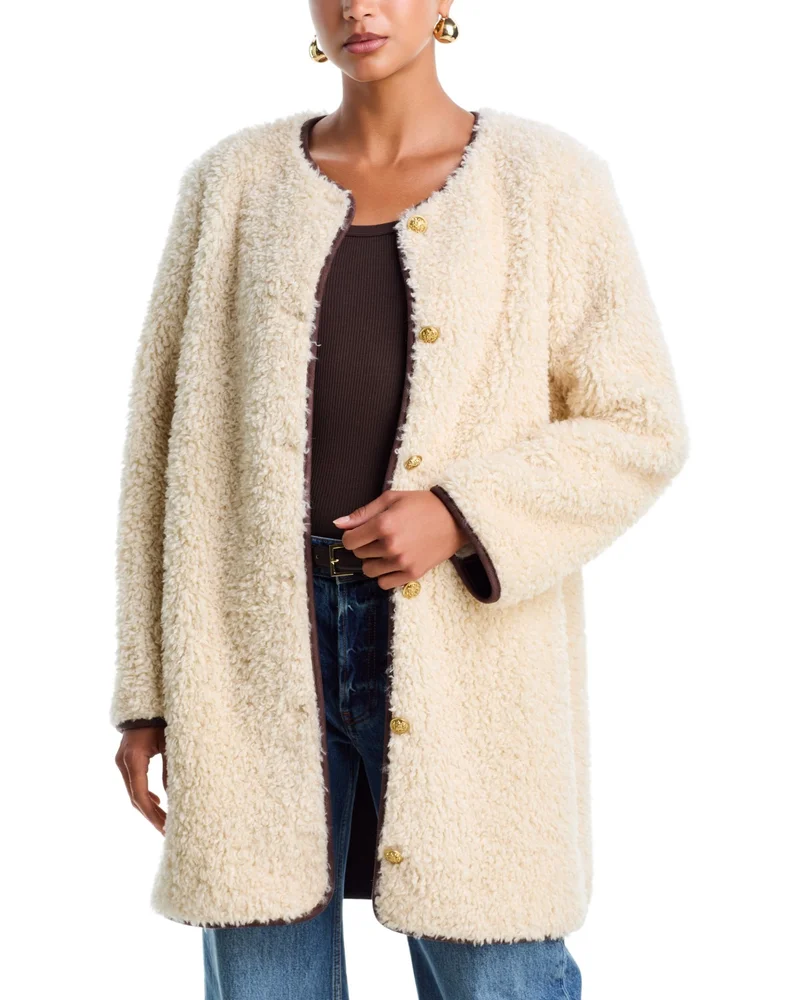 Alma Long Faux Suede Teddy Coat