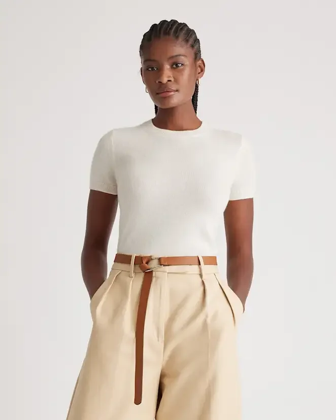 quince Ivory Mongolian Cashmere Tee