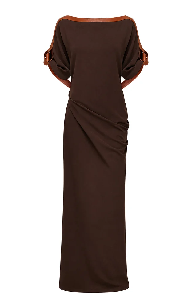 Ruched Crepe Maxi Dress