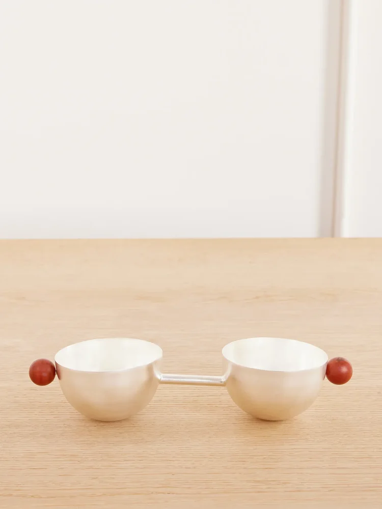 Double Aperitivo silver-plated and stone bowls