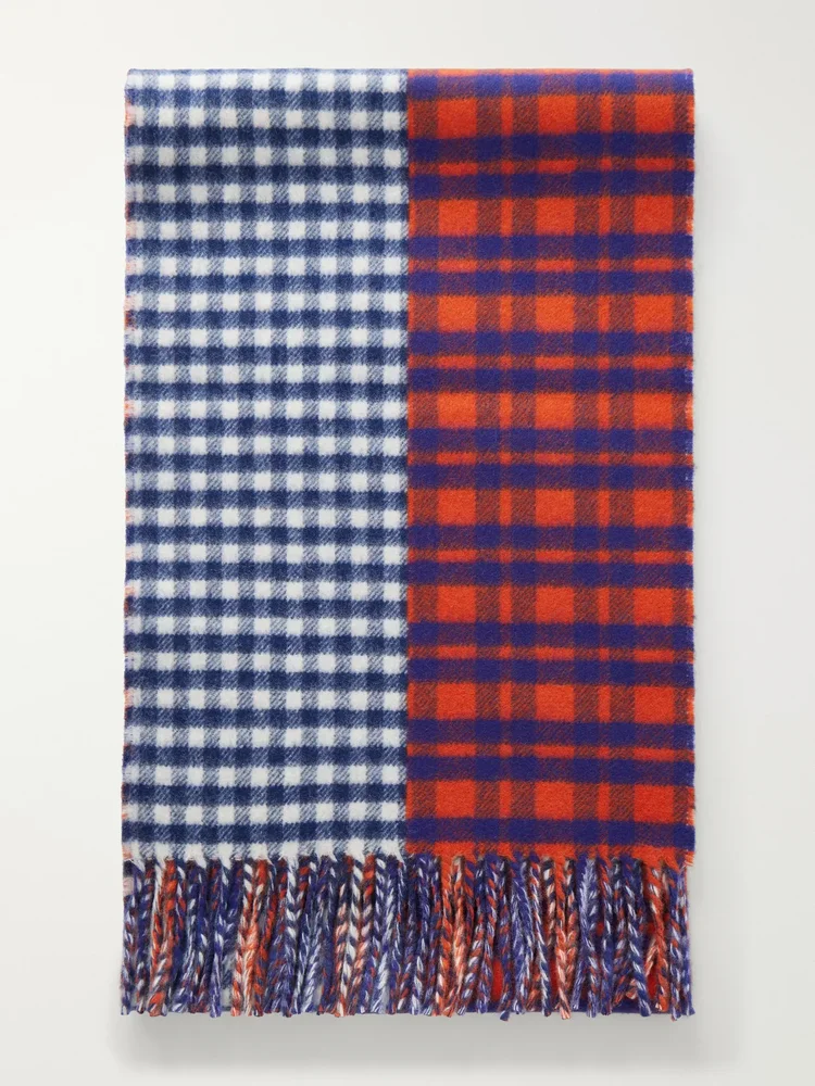 Checked wool and cashmere-blend scarf