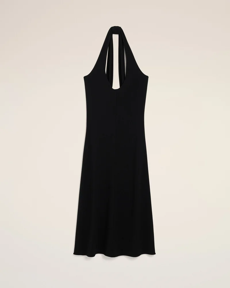 Robe midi dos nu noire en jersey
