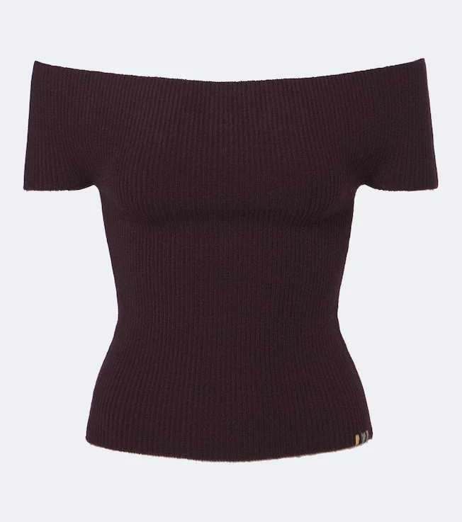 N°381 Libra cashmere-blend off-shoulder top