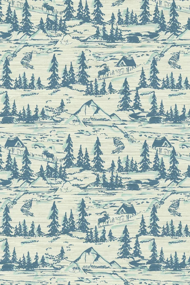 Hazy Shade of Winter Toile Grasscloth Wallpaper