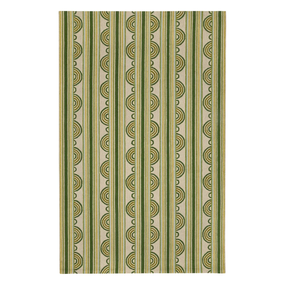 Button Hand Micro Hooked Wool Rug in Olive