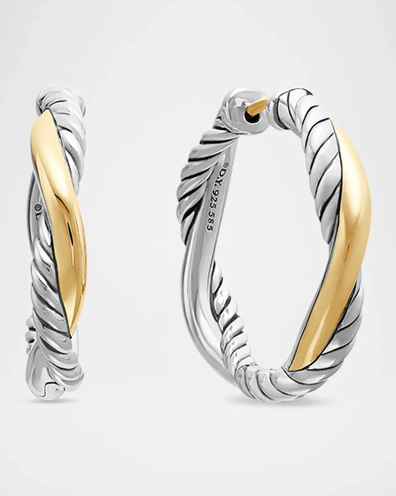 Petite Infinity Hoop Earrings in Silver and 14K Gold, 4mm, 0.68"L