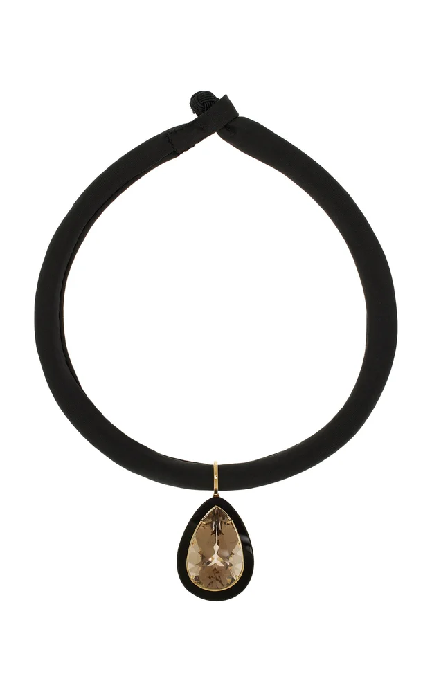 Yvonne 18K Yellow Gold Quartz, Onyx Necklace