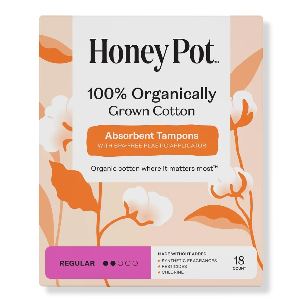 Honey Pot Organic Cotton Regular, BPA-Free Applicator Tampons