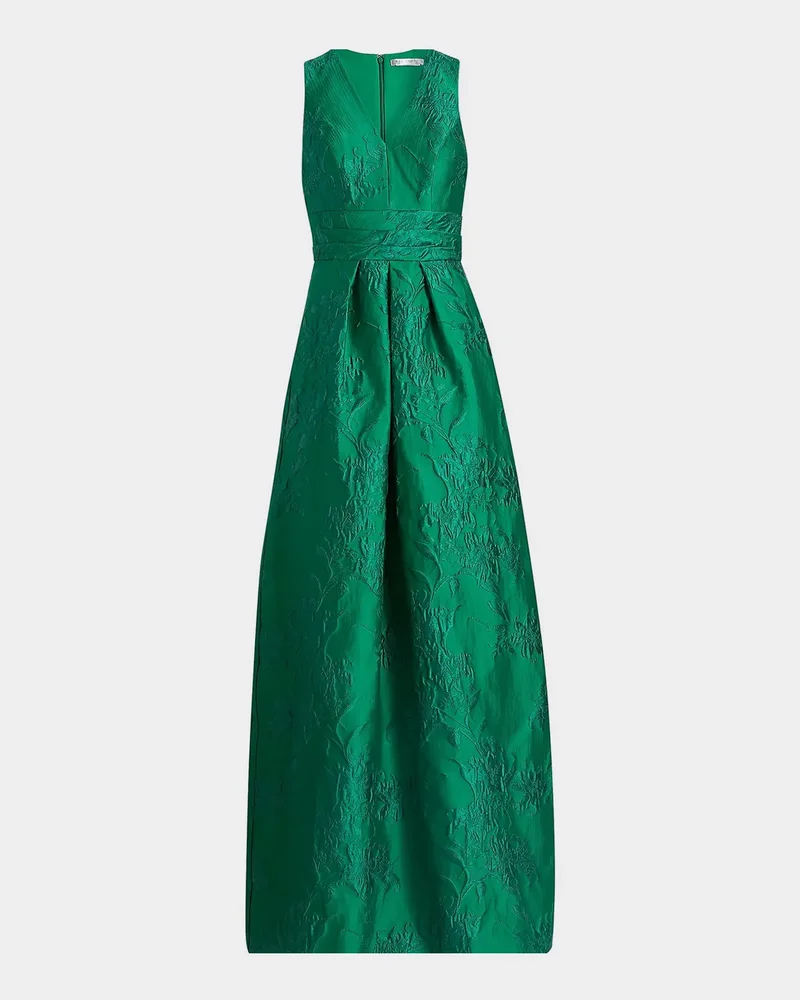 Mariah Pleated Jacquard Column Gown
