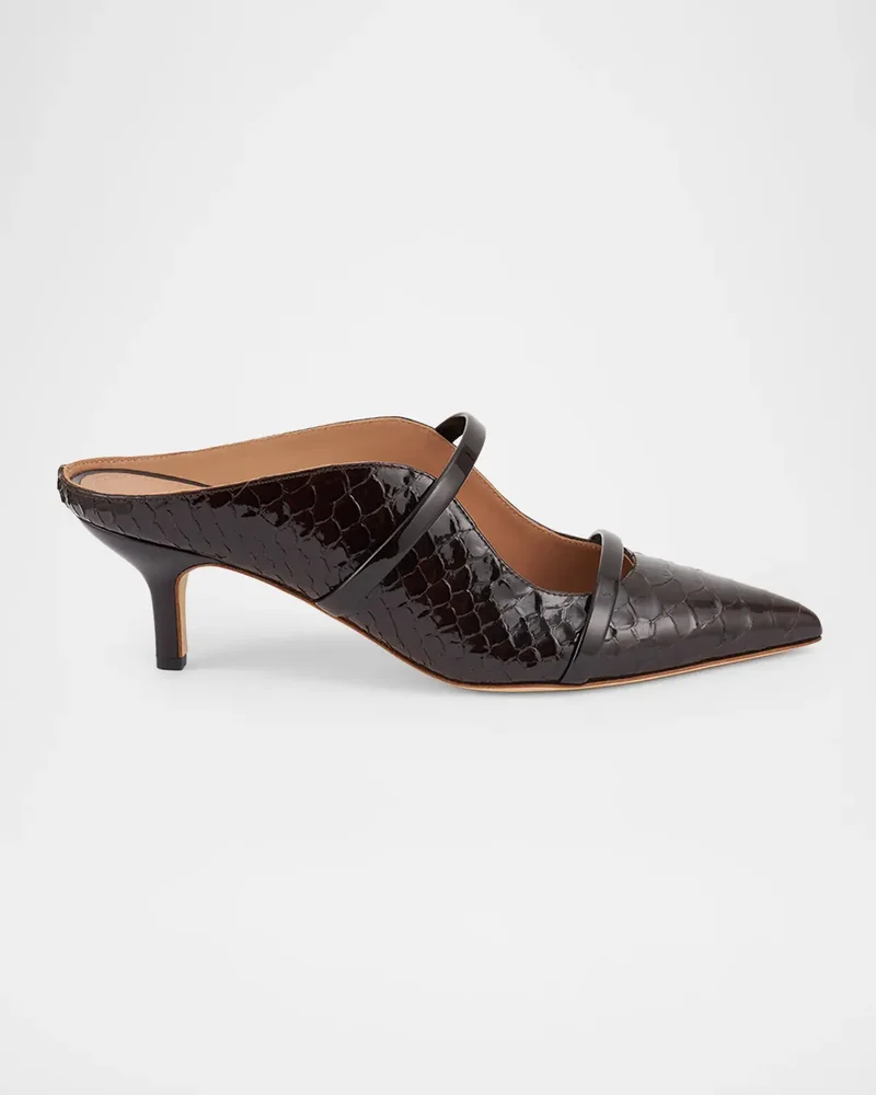 45mm Maureen Croc-Embossed Leather Mules