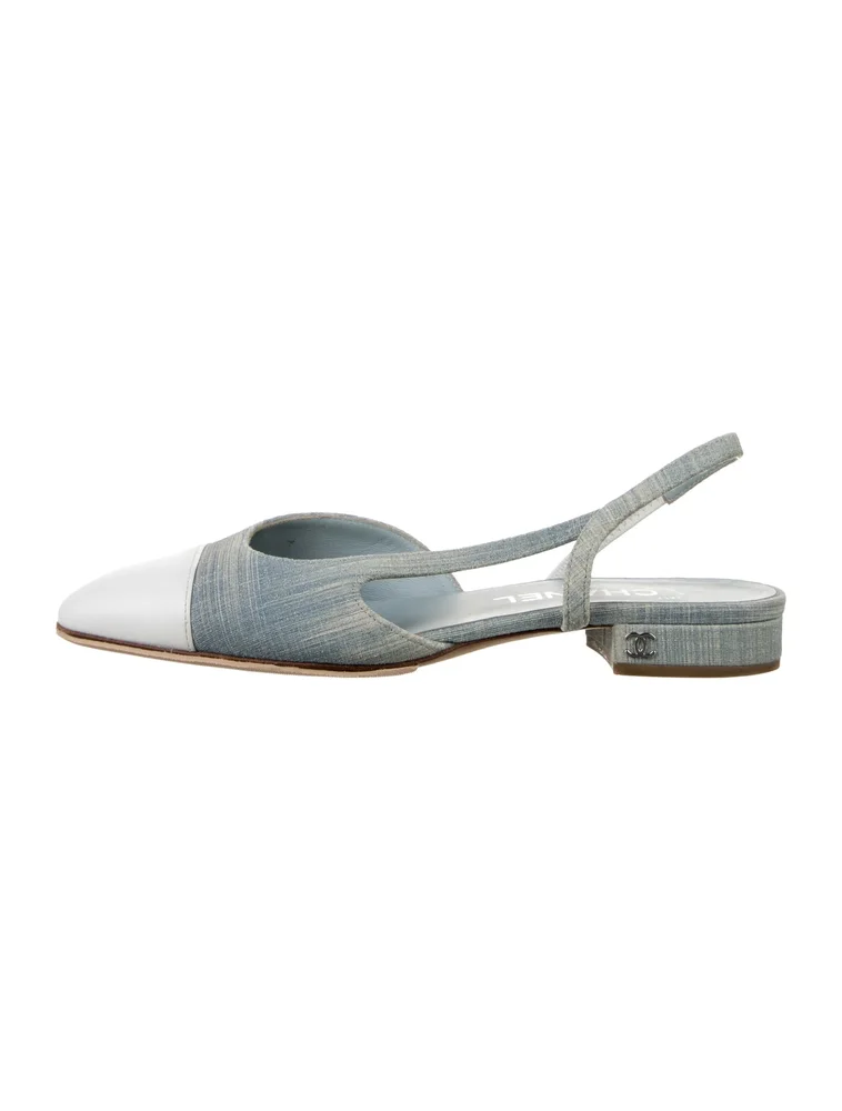 Pre-Owned Interlocking CC Logo Glitter Accents Slingback Flats