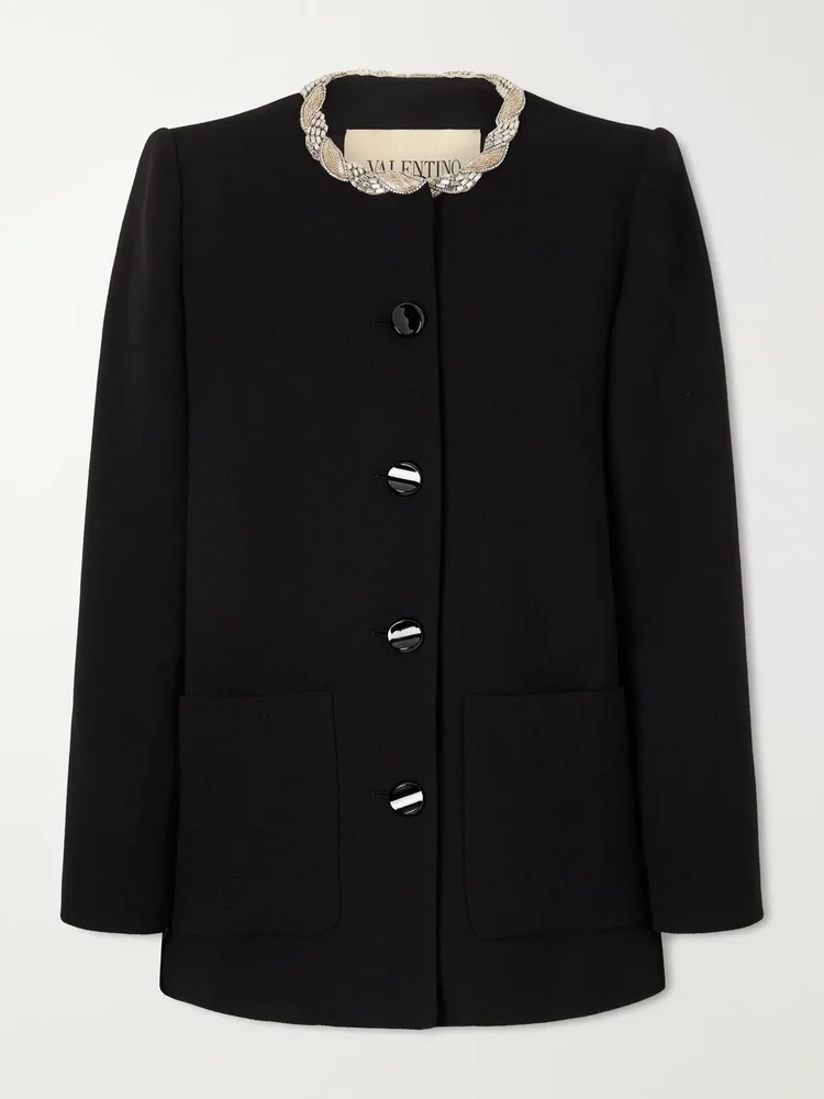 Embellished virgin wool jacket