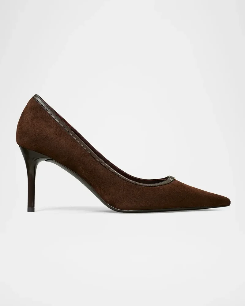 80mm Double T Suede Pumps
