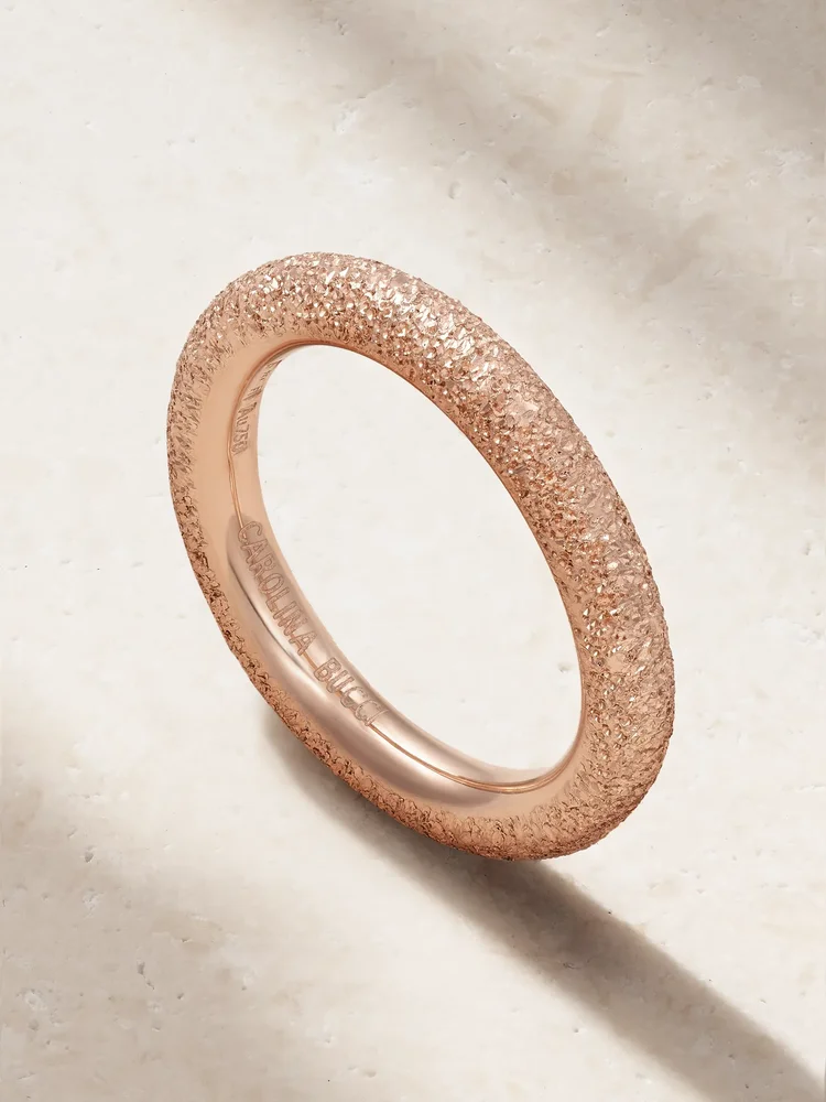 Florentine Finish 18-karat rose gold ring