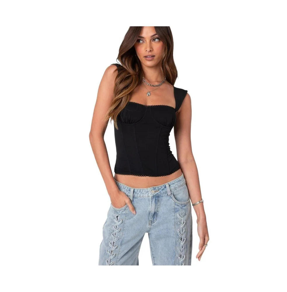 Marcella Wide Strap Mesh Corset