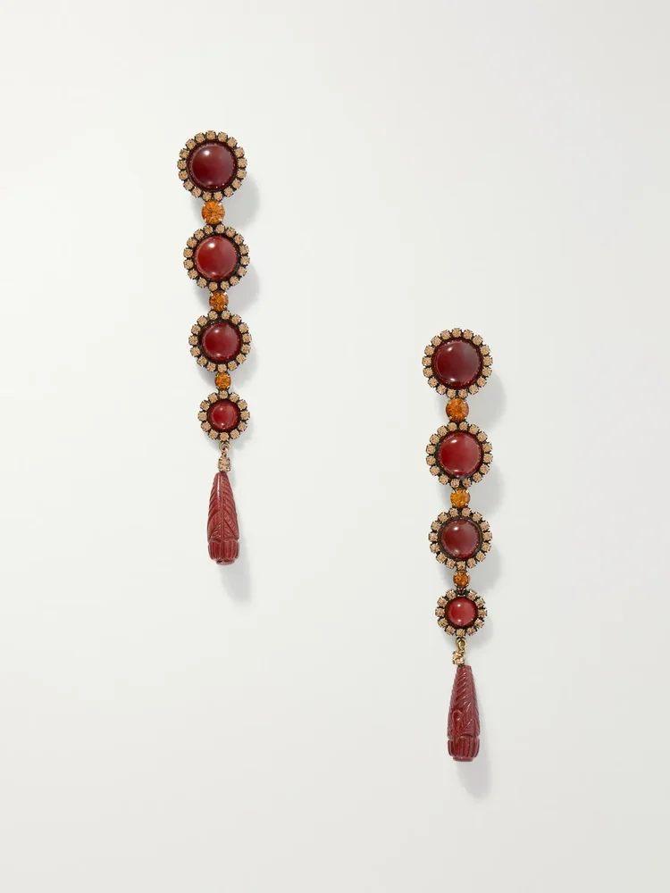 Rafferty gold-tone carnelian and jasper earrings