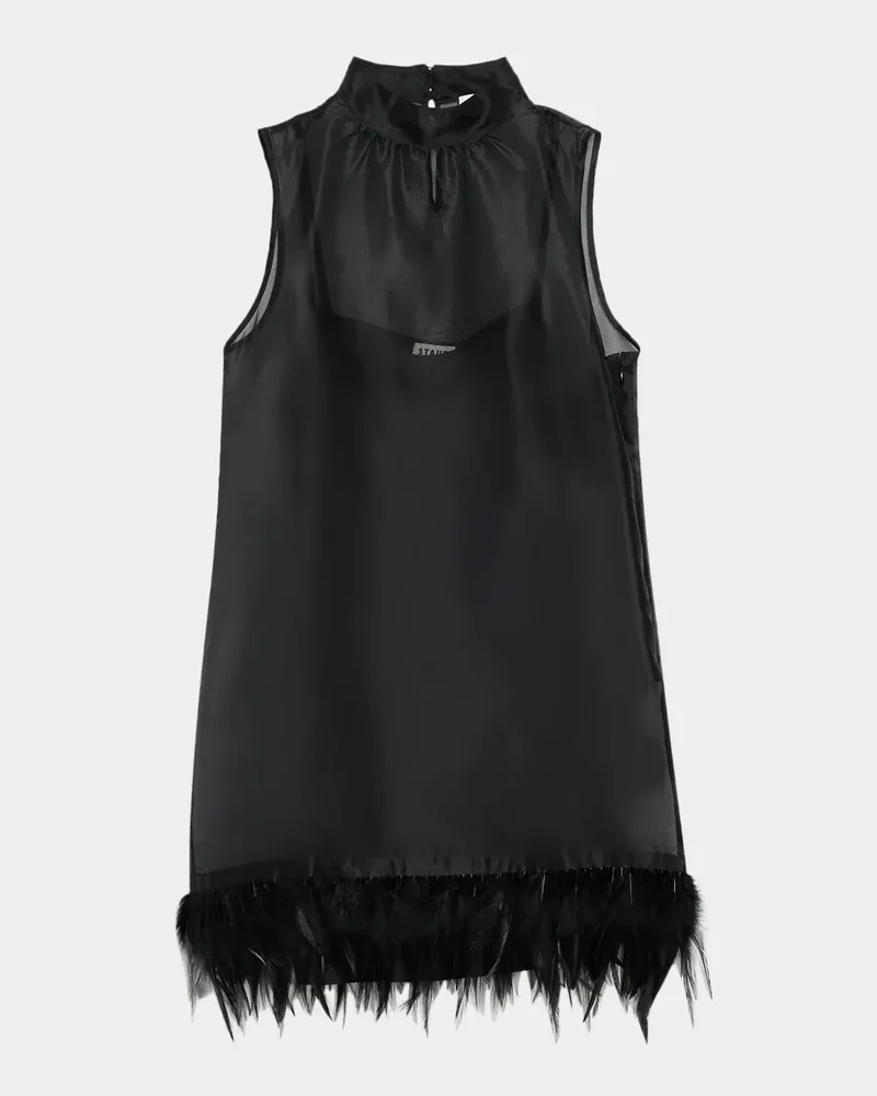 Albee Feather-Embellished Silk Mini Dress