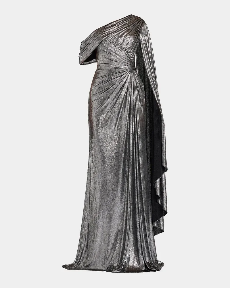 Zeka Metallic Cape Sleeve Gown