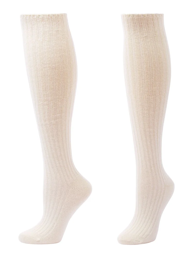 Cashmere-Blend Ribbed Knee-High Socks