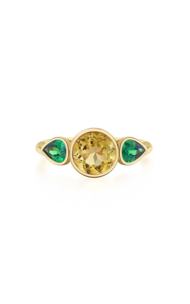 18K Yellow Gold Tourmaline And Tsavorite Candy Ring