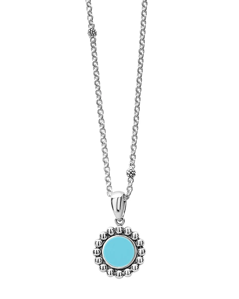 Sterling Silver Maya Blue Ceramic Pendant Necklace, 18