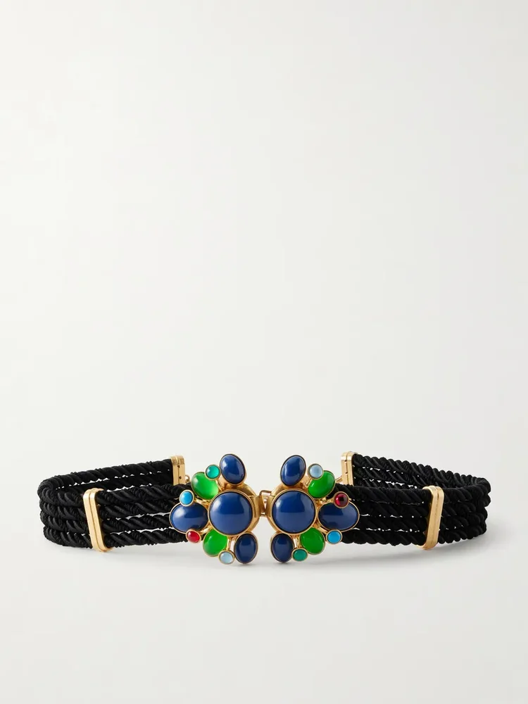 Zinnia gold-plated, enamel and woven cord belt