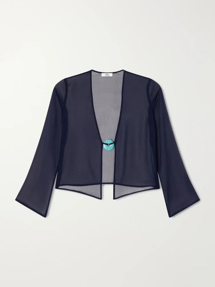 Nerea pearl-embellished silk-chiffon blouse