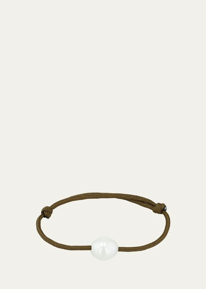 Medium Baroque Pearl Paracord Bracelet, Brown